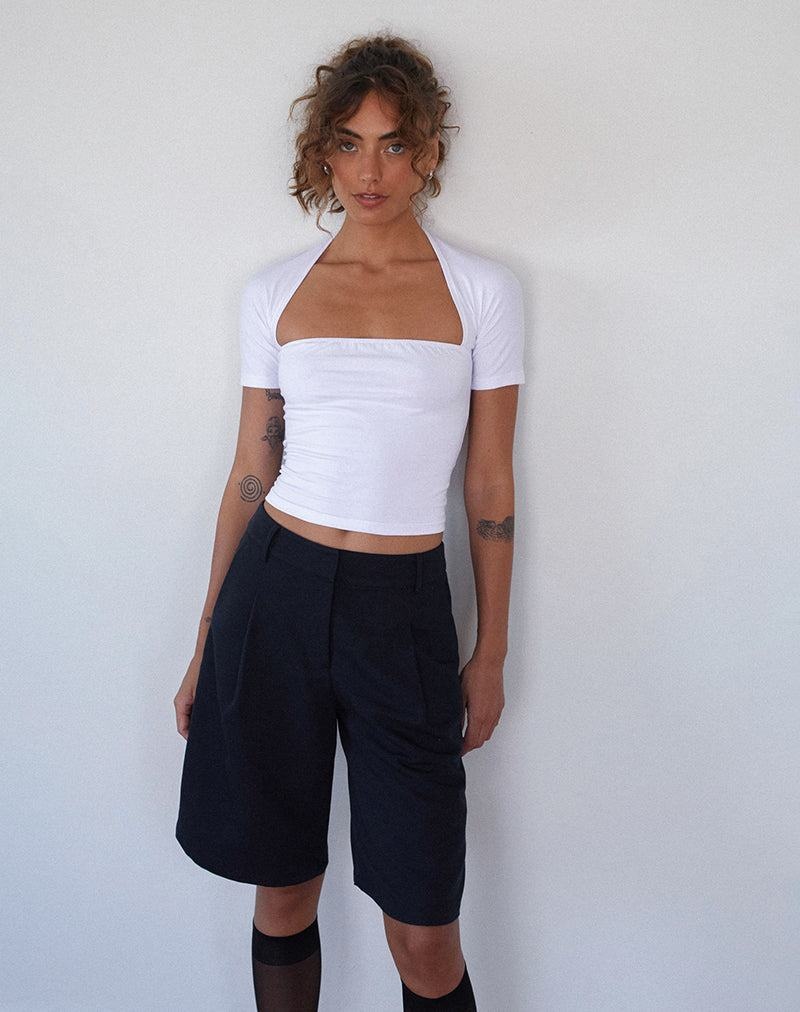 Women's Motel Rocks Sintya Tailored Capri Shorts Navy | BUG7465GO