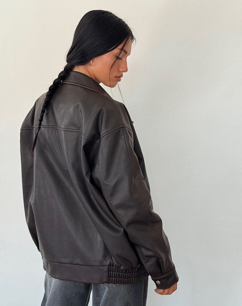 Women's Motel Rocks Tobias Leather Jackets Dark Brown | MQP10070QE