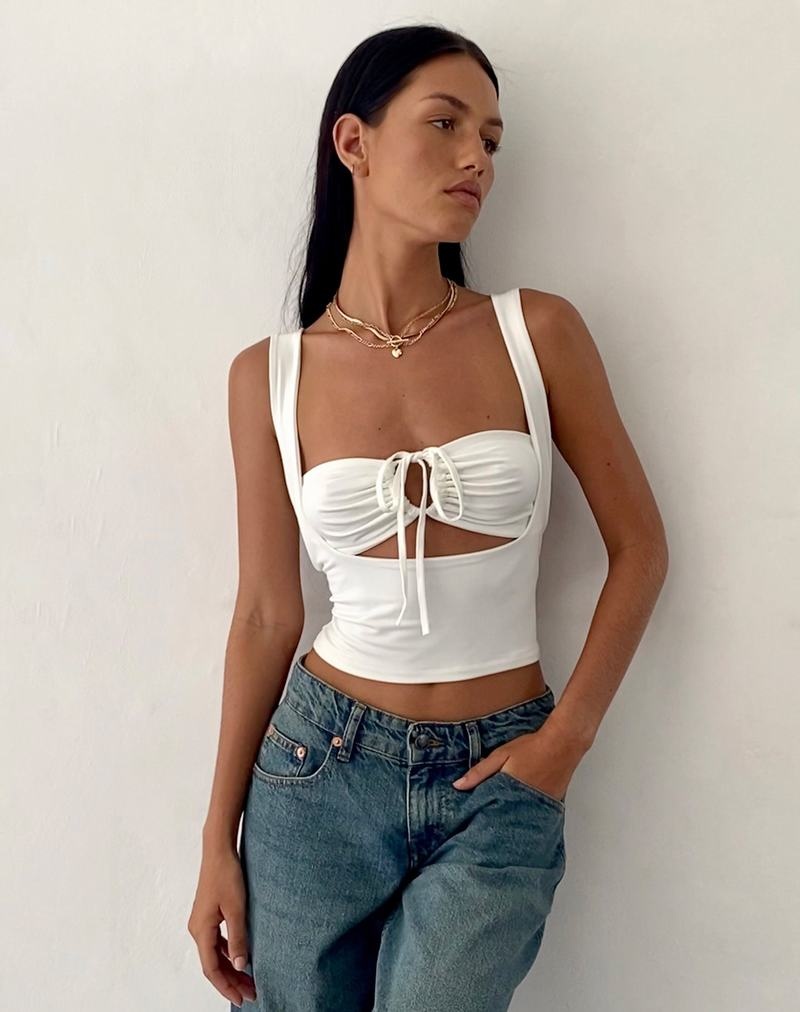 Women's Motel Rocks Ulani Cropped Tops White | LTT7166BA