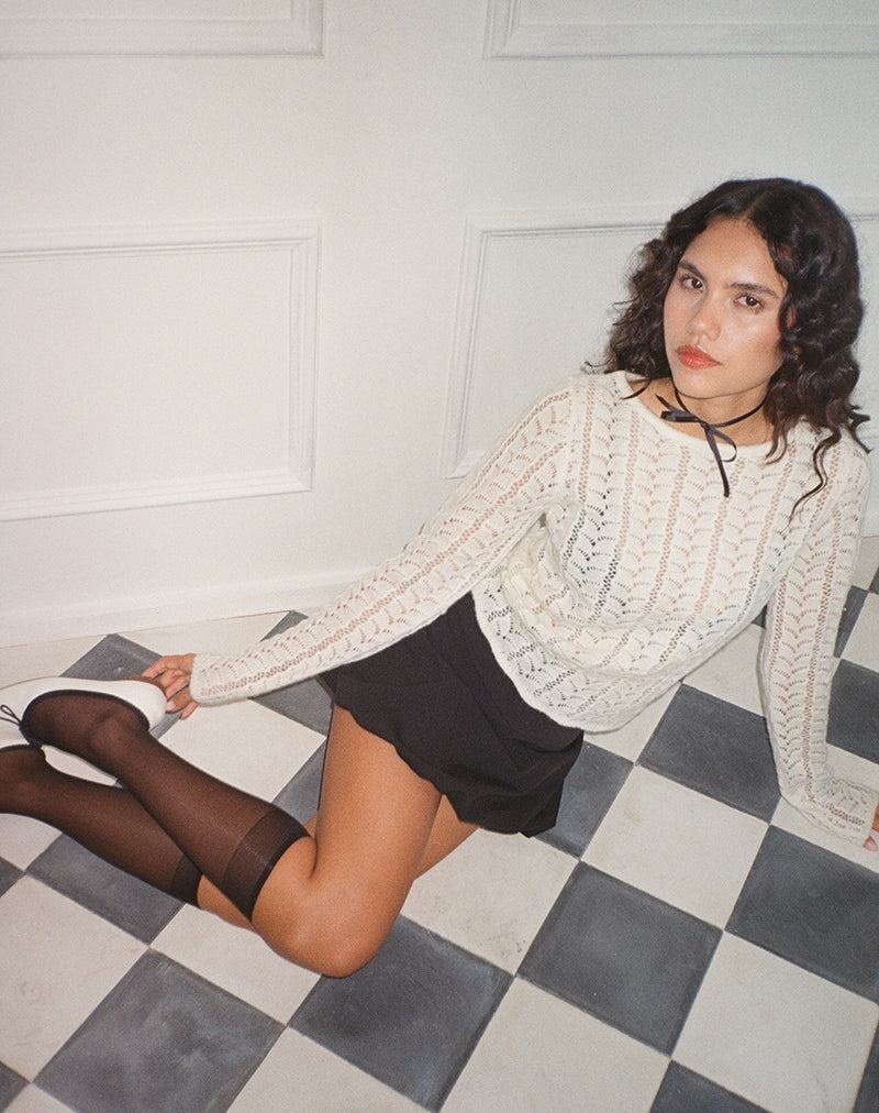 Women's Motel Rocks Venia Knitted Long Sleeve Blouse Cream White | CUO1590SE