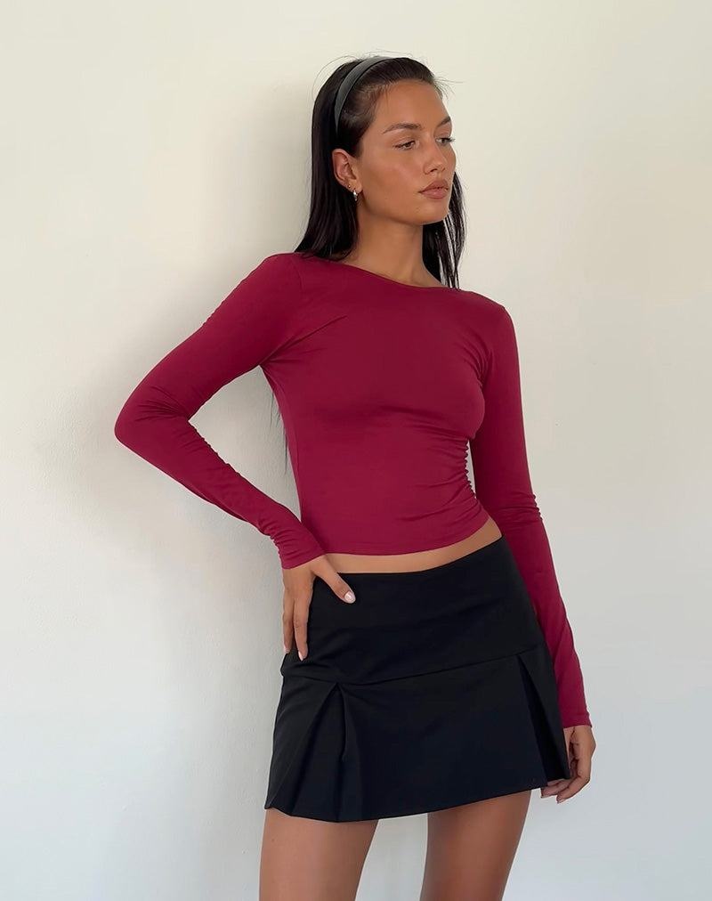 Women's Motel Rocks Xiabon Backless Long Sleeve T Shirts Red | LHF2374JY