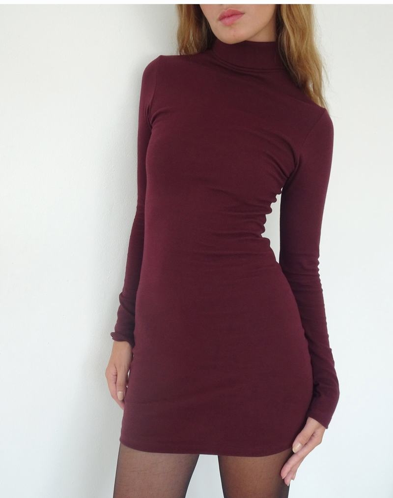 Women's Motel Rocks Yrion Turtle Neck Bodycon Mini Dress Red | PAA6947LE