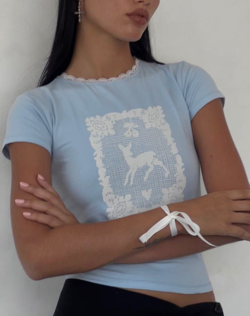 Women's Motel Rocks Zagy Short Sleeve Tee T Shirts Blue | GTS3946KY